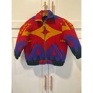 Young Gallery Wool Blend Southwestern Zip Up Jacket Kids Size S Aztec jacket VTG